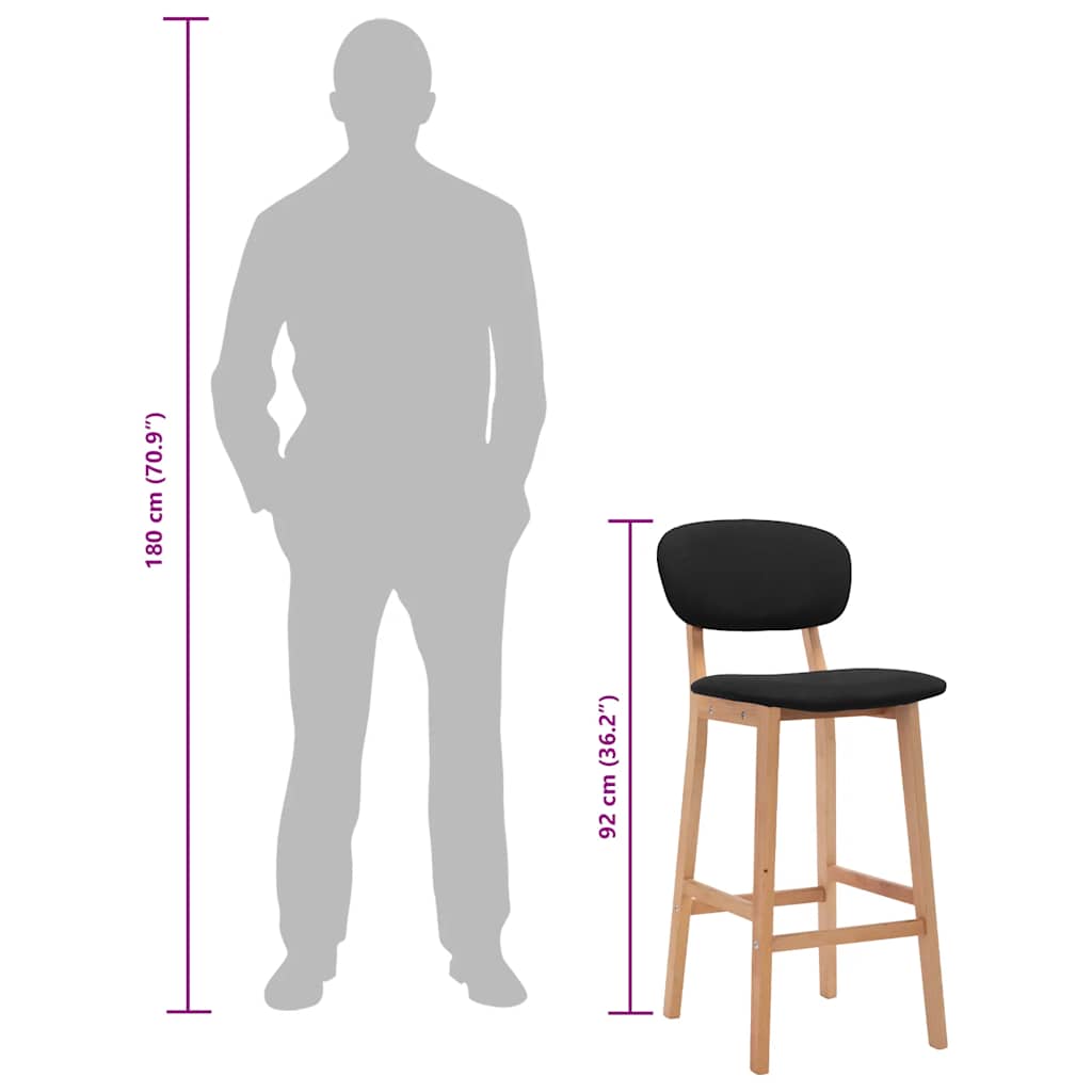 Sgabelli da Bar 2 pz Neri in Tessuto