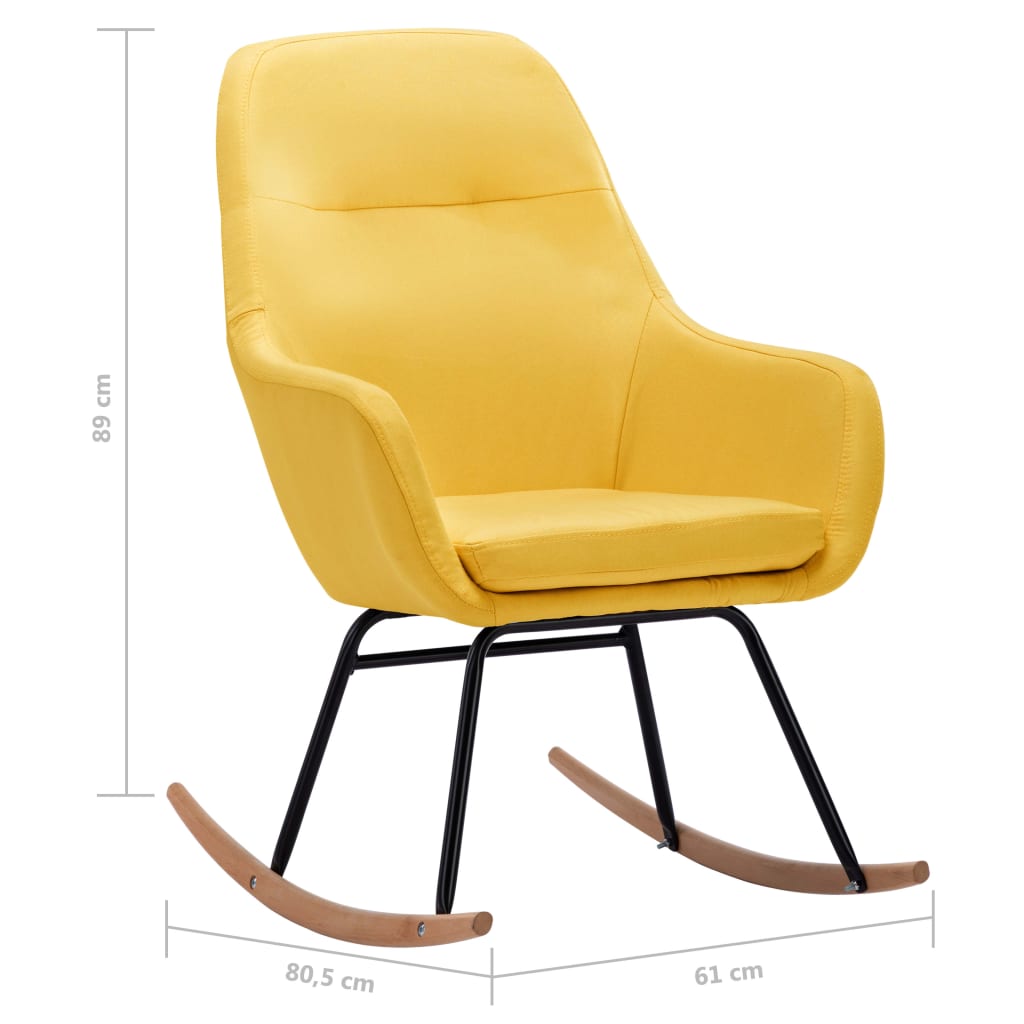 Sedia a Dondolo Giallo Senape in Tessuto | homemem39
