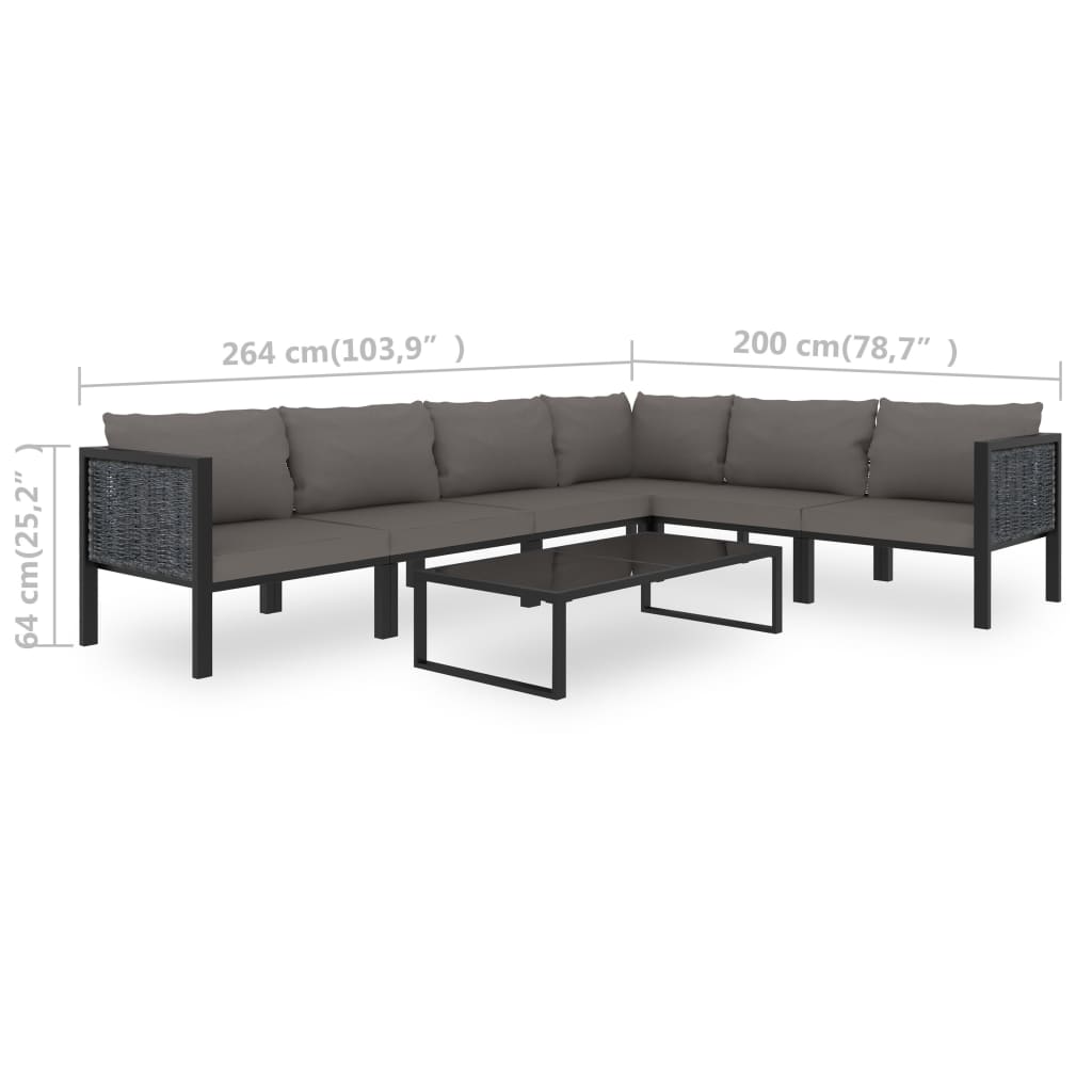 Set Divani da Giardino 7 pz con Cuscini in Polyrattan Antracite | homemem39