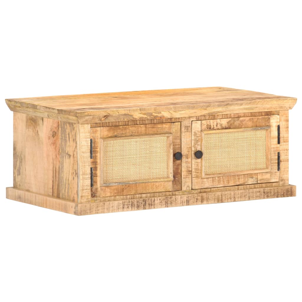 Tavolino da Salotto 90x50x35 cm Legno Massello di Mango e Canna | homemem39