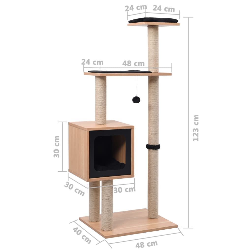 Albero per Gatti con Tappeto Tiragraffi in Sisal 123 cm | homemem39