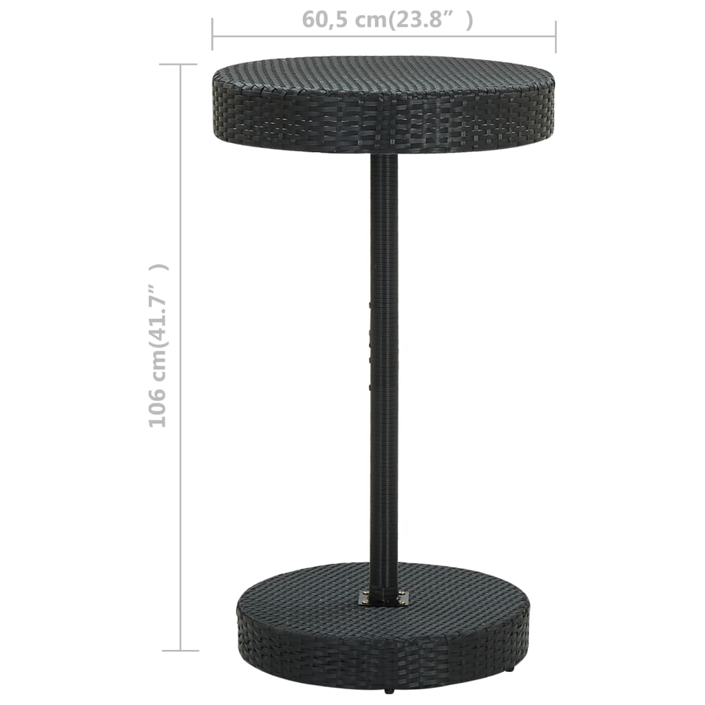 Tavolo da Giardino Nero 60,5x106 cm in Polyrattan | homemem39