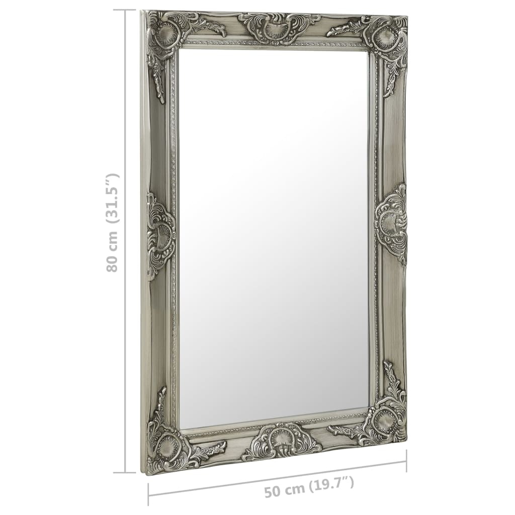 Specchio da Parete Stile Barocco 50x80 cm Argento - homemem39