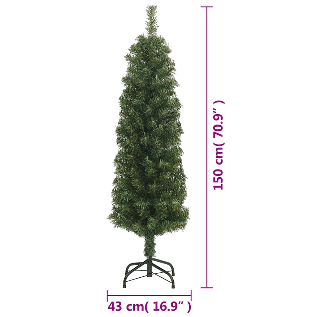 Albero di Natale Artificiale Sottile con Base Verde 150 cm PVC | homemem39