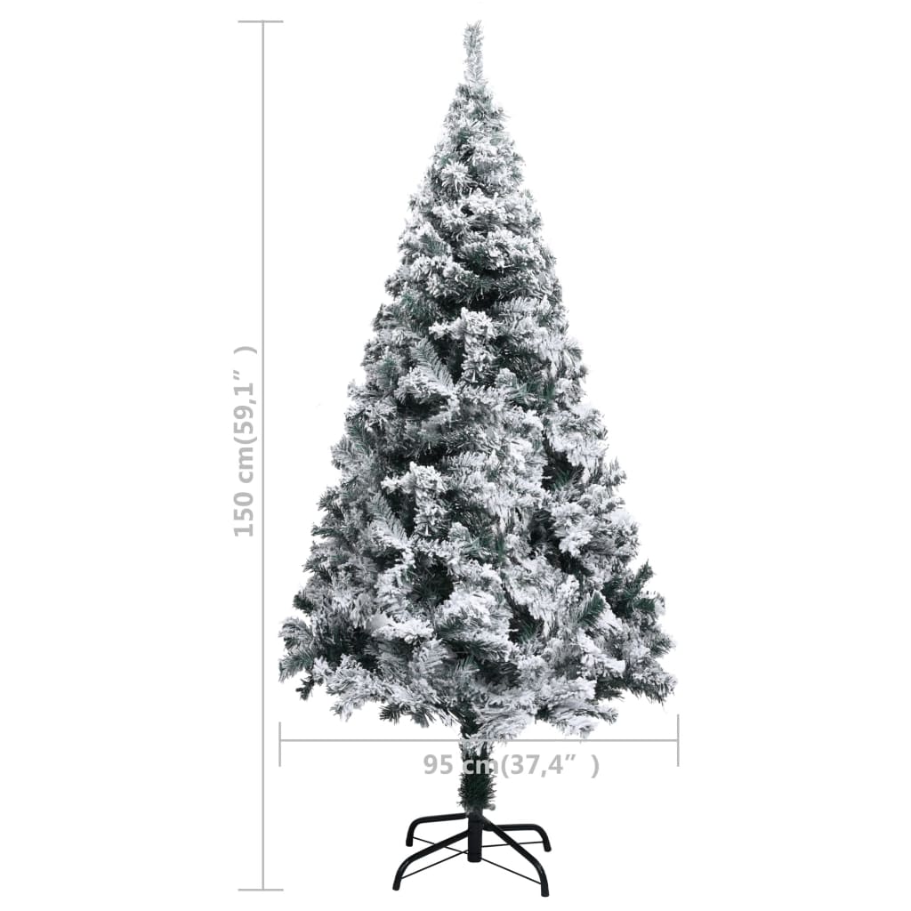 Albero di Natale Artificiale con Neve Fioccata Verde 150 cm PVC