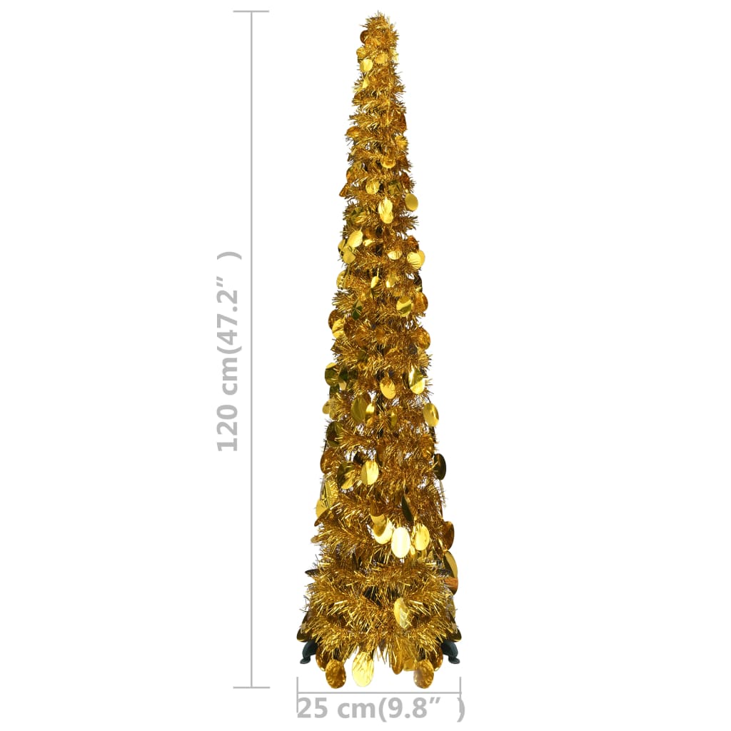 Albero di Natale Artificiale Apribile Dorato 120 cm PET