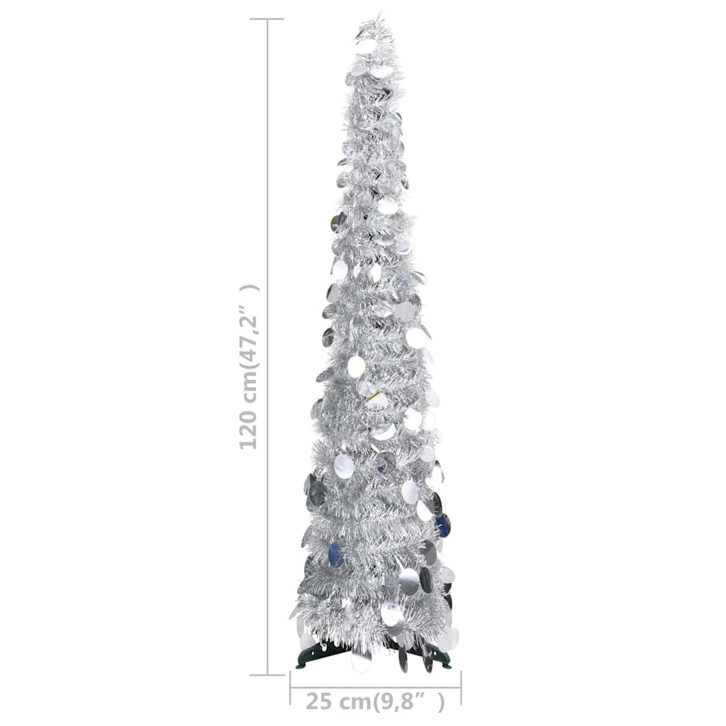 Albero di Natale Artificiale Apribile Argento 120 cm PET