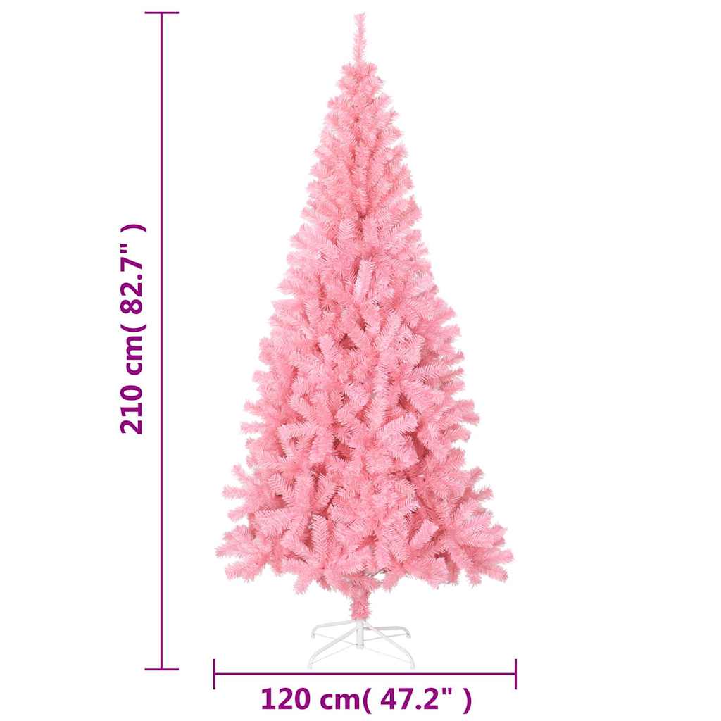 Albero di Natale Artificiale Sottile con Base Rosa 210 cm PVC | homemem39