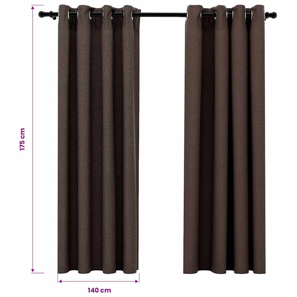 Tende Oscuranti Effetto Lino con Occhielli 2 pz Talpa 140x175cm