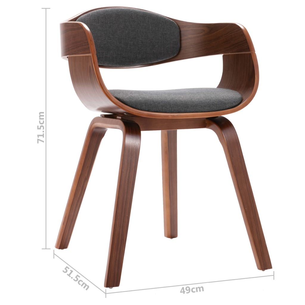 Sedie da Pranzo 6 pz in Legno Curvato e Tessuto Grigio | homemem39