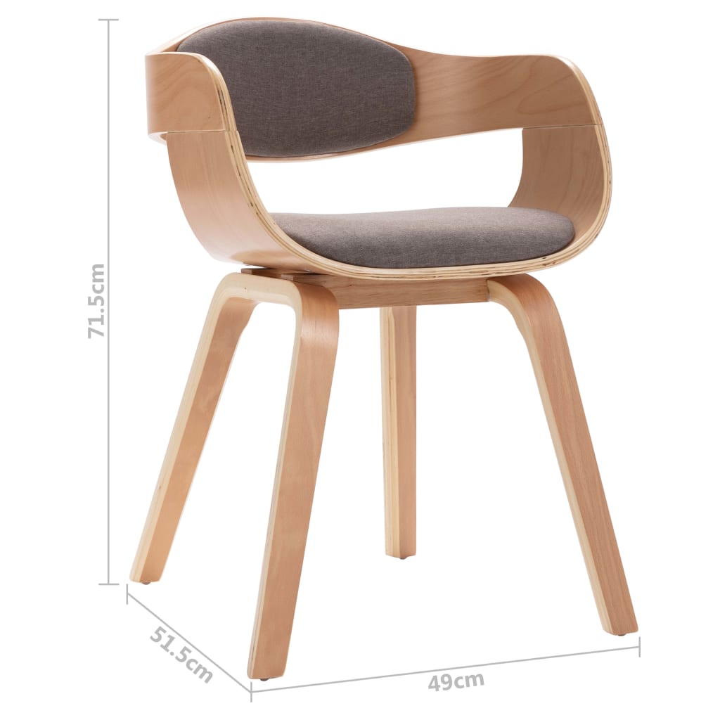 Sedie da Pranzo 6 pz Grigie in Legno Piegato e Tessuto Talpa | homemem39