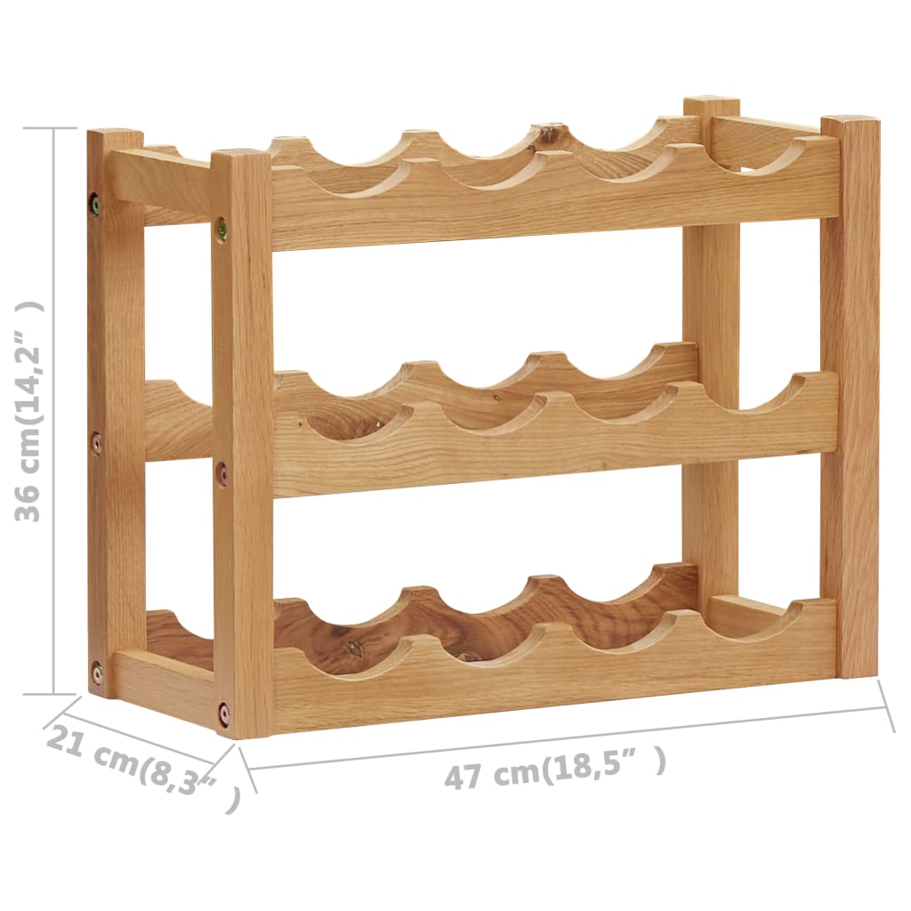Cantinetta per 12 Bottiglie 47x21x36 cm in Legno Massello di Rovere | homemem39