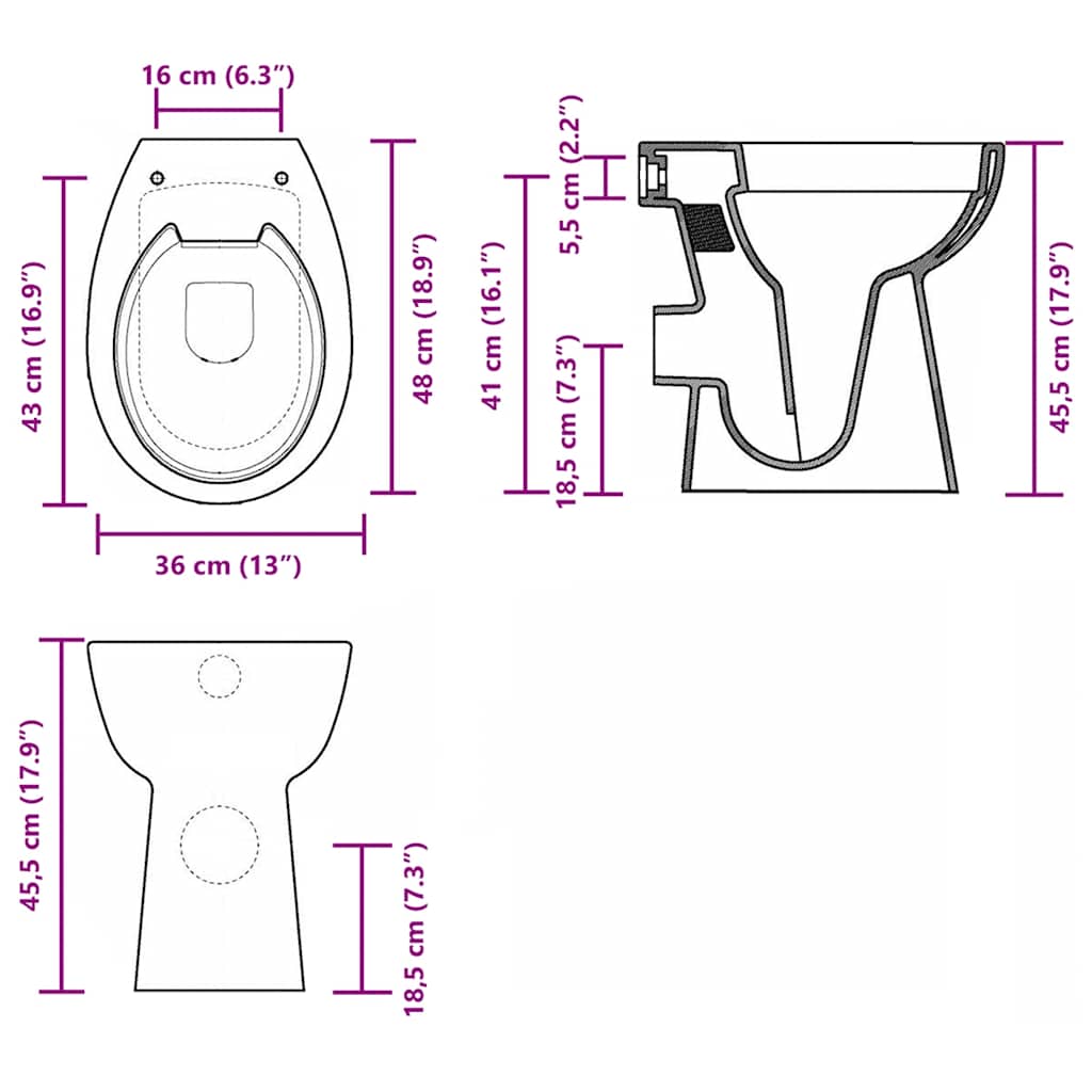 WC Senza Brida 7 cm Altezza Extra Chiusura Rallentata Ceramica Nera | homemem39