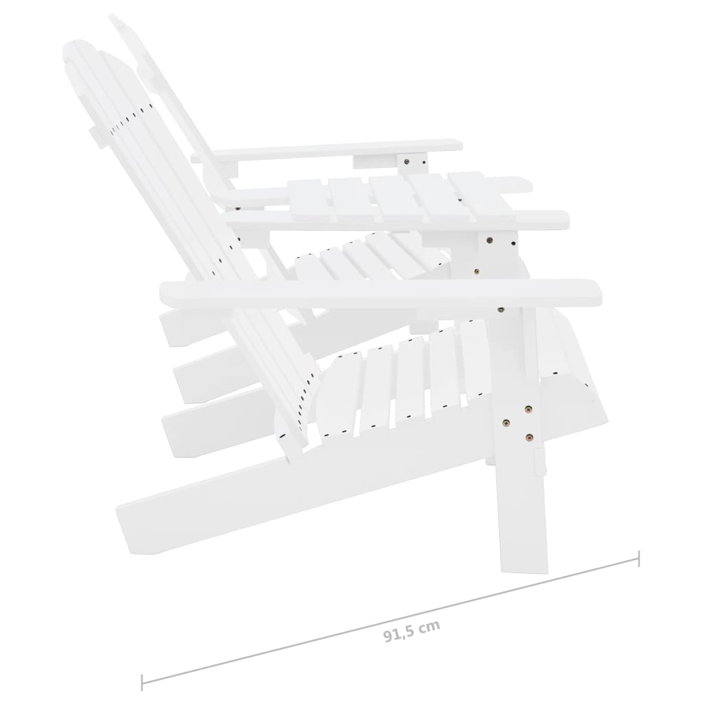 Sedie da Giardino Adirondack con Tavolino in Legno Abete Bianco - homemem39