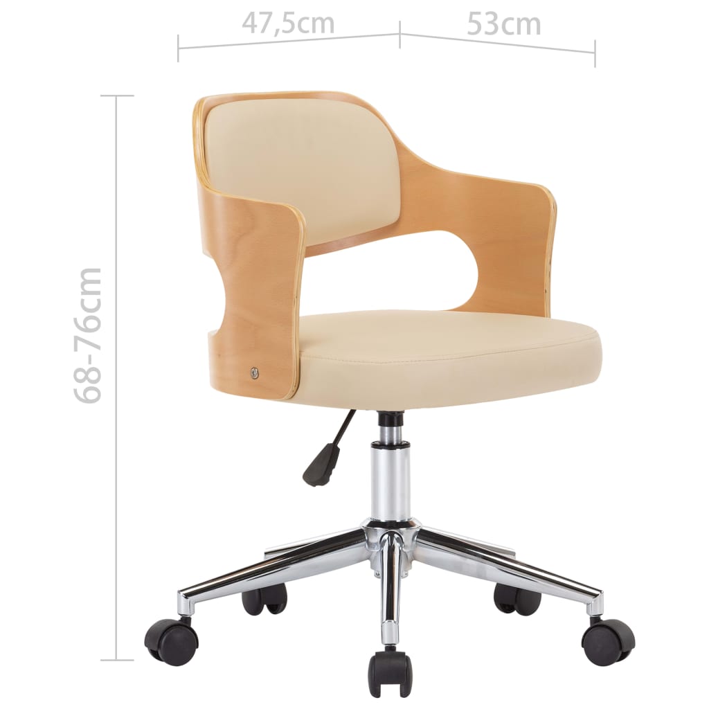 Sedia da Ufficio Girevole Crema in Legno Piegato e Similpelle | homemem39