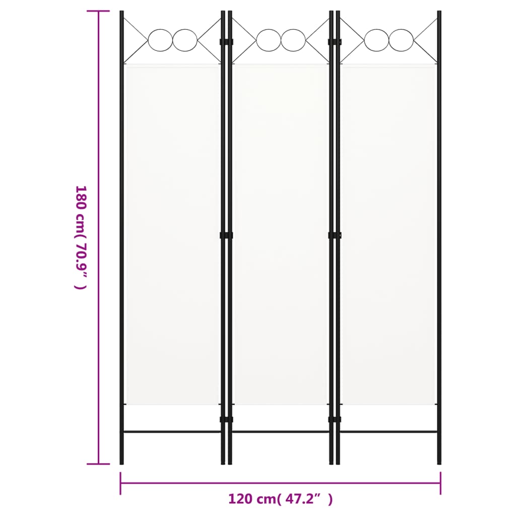 Paravento a 3 Pannelli Bianco 120x180 cm - homemem39