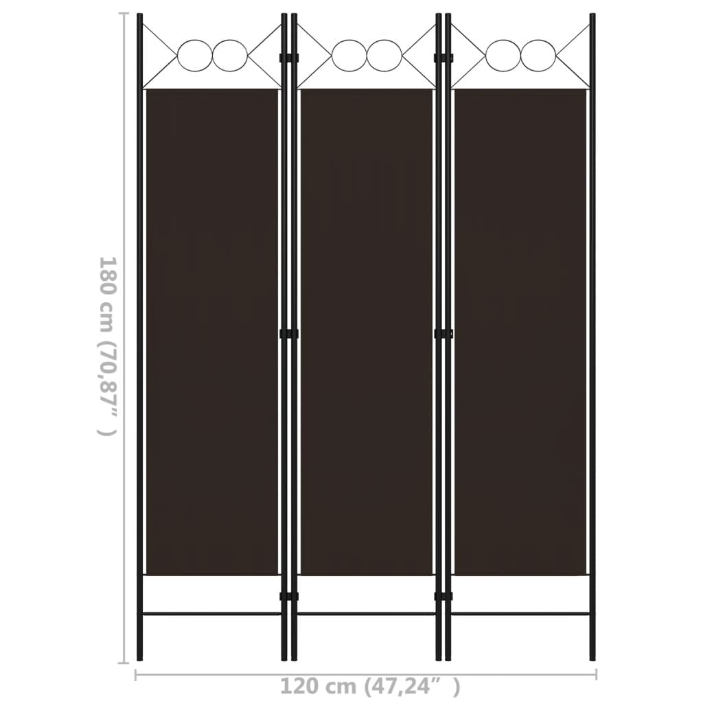 Paravento a 3 Pannelli Marrone 120x180 cm | homemem39