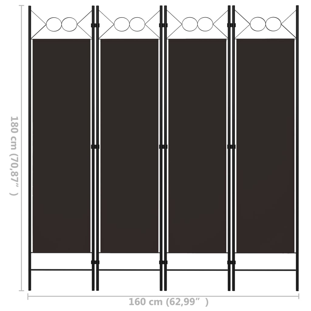 Paravento a 4 Pannelli Marrone 160x180 cm | homemem39