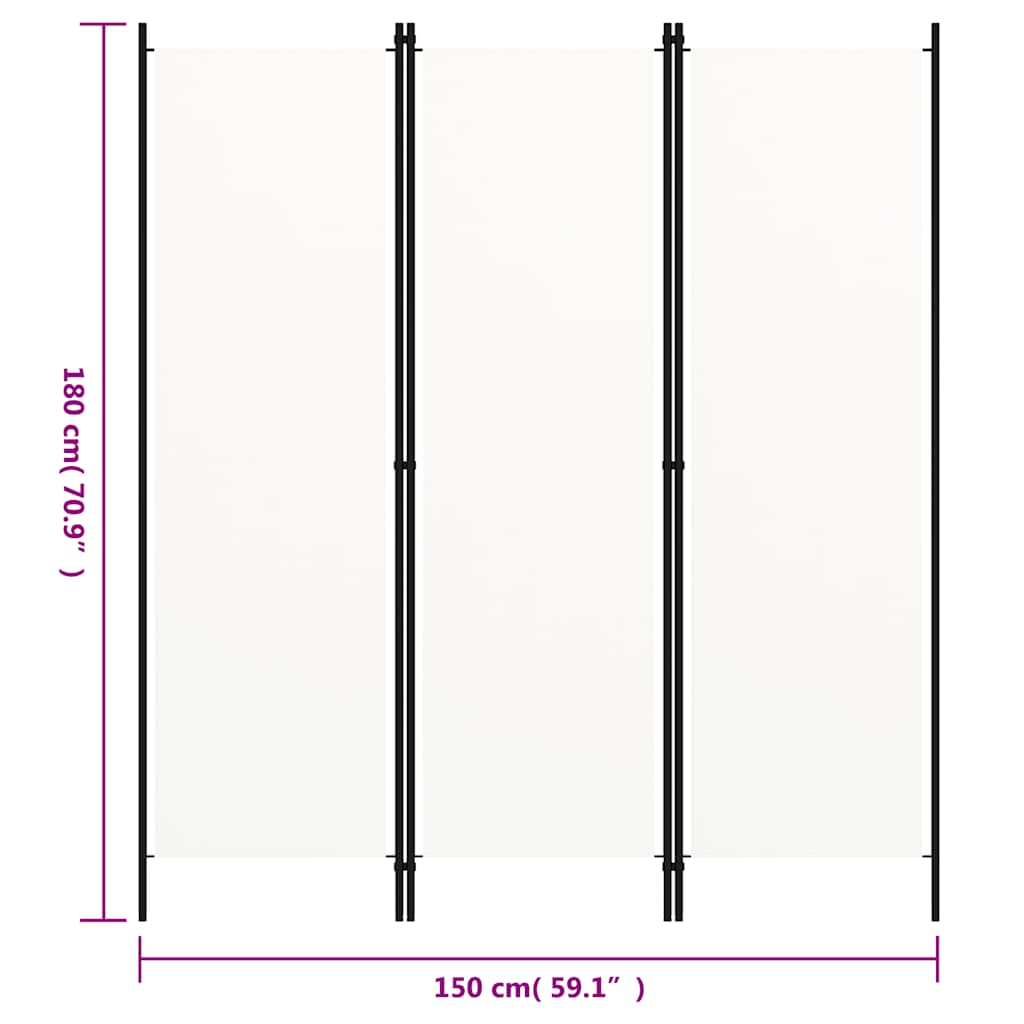 Paravento a 3 Pannelli Bianco 150x180 cm - homemem39