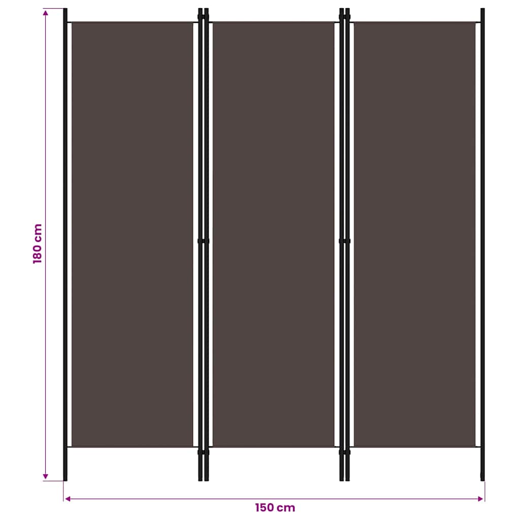 Paravento 3 Pannelli Marrone 150x180 cm