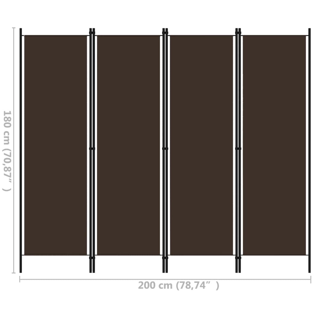 Paravento a 4 Pannelli Marrone 200x180 cm | homemem39