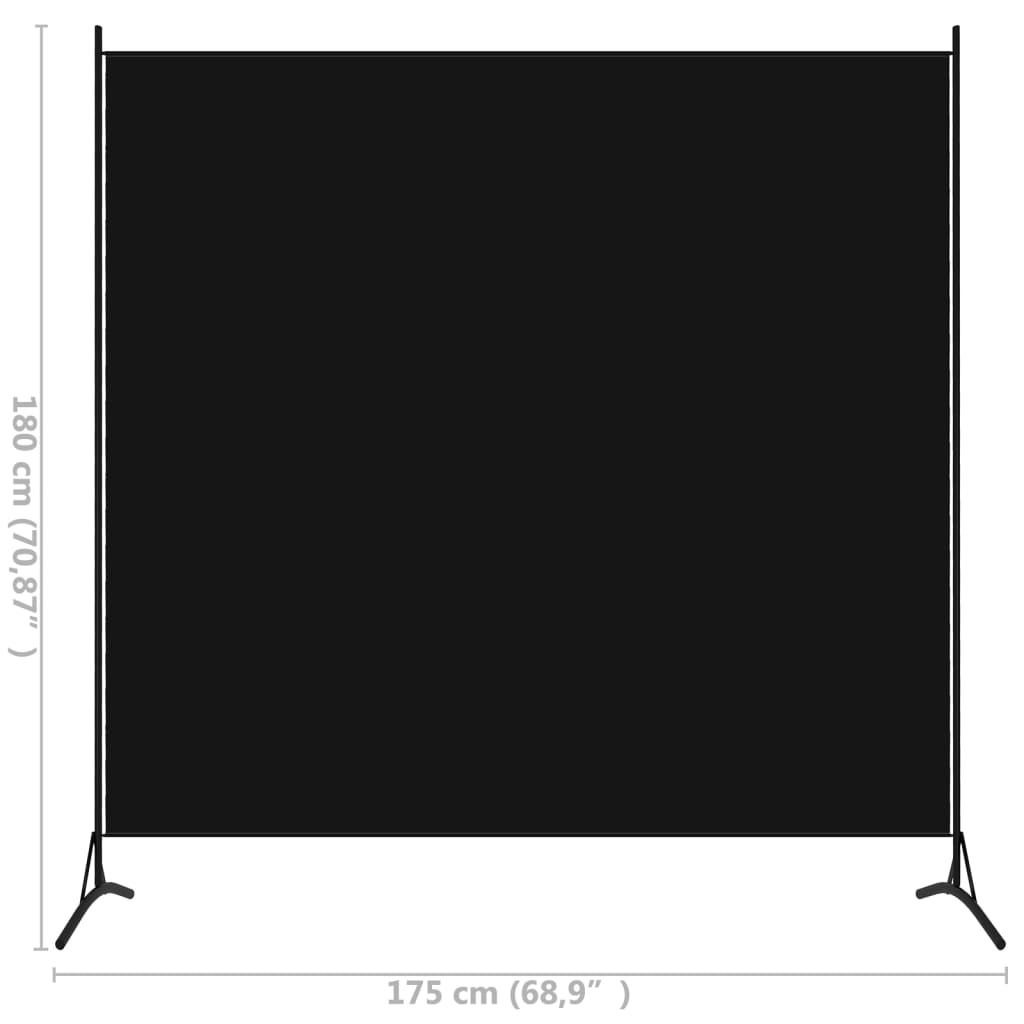 Paravento Nero 175x180 cm in Tessuto | homemem39