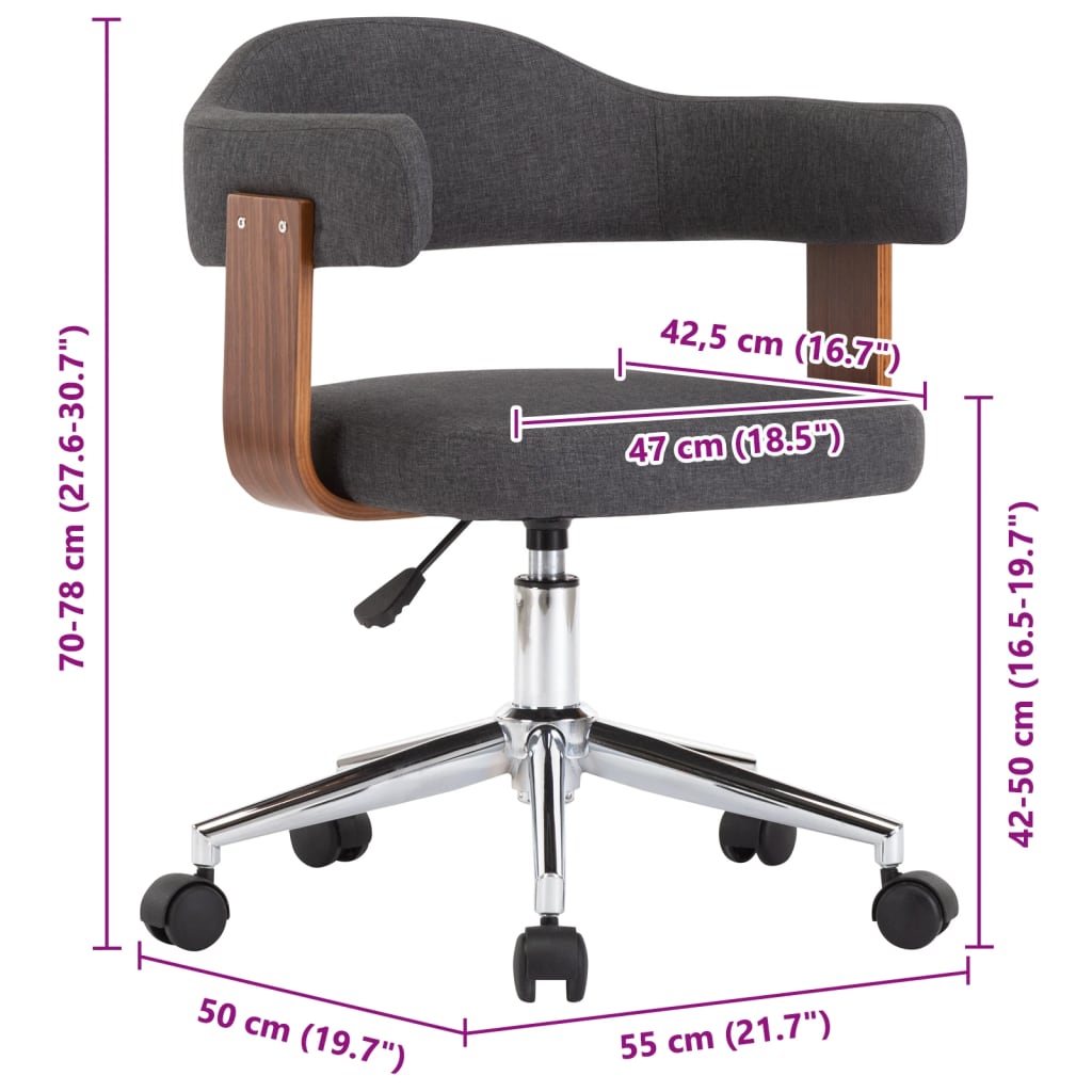 Sedie da Pranzo Girevoli 4 pz Legno Curvato e Tessuto Grigio | homemem39