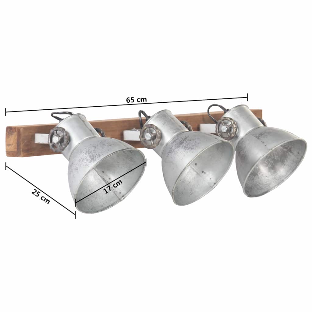 Lampada da Parete in Stile Industriale Argento 65x25 cm E27