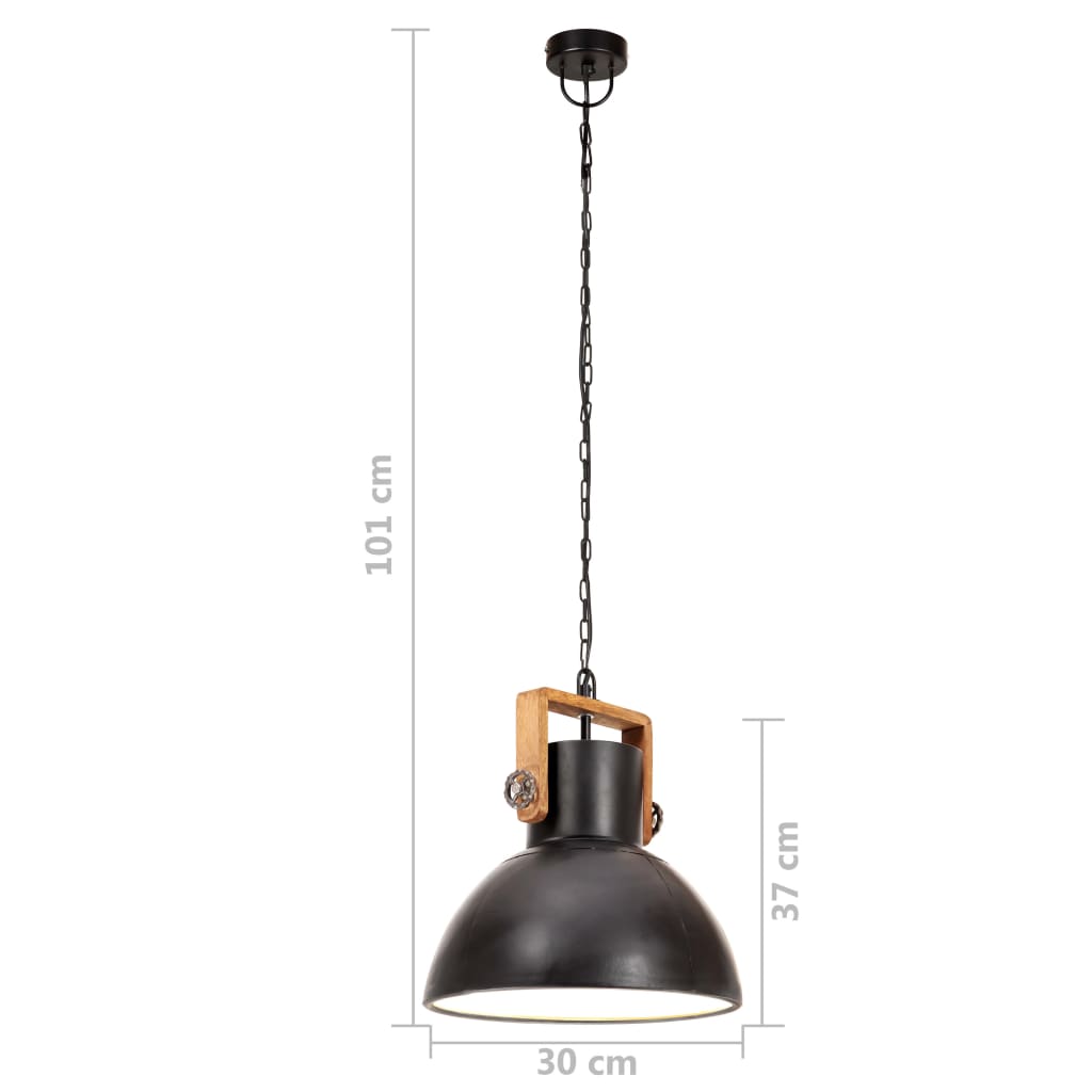 Lampada a Sospensione Industriale 25 W Nera Rotonda 30 cm E27 | homemem39