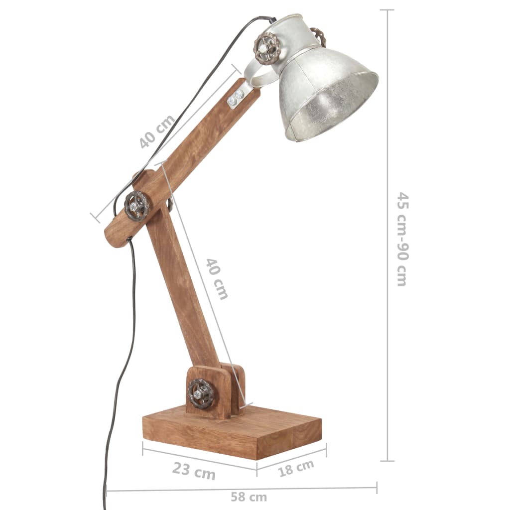 Lampada da Scrivania Industriale Argento Rotonda 58x18x90cm E27 | homemem39
