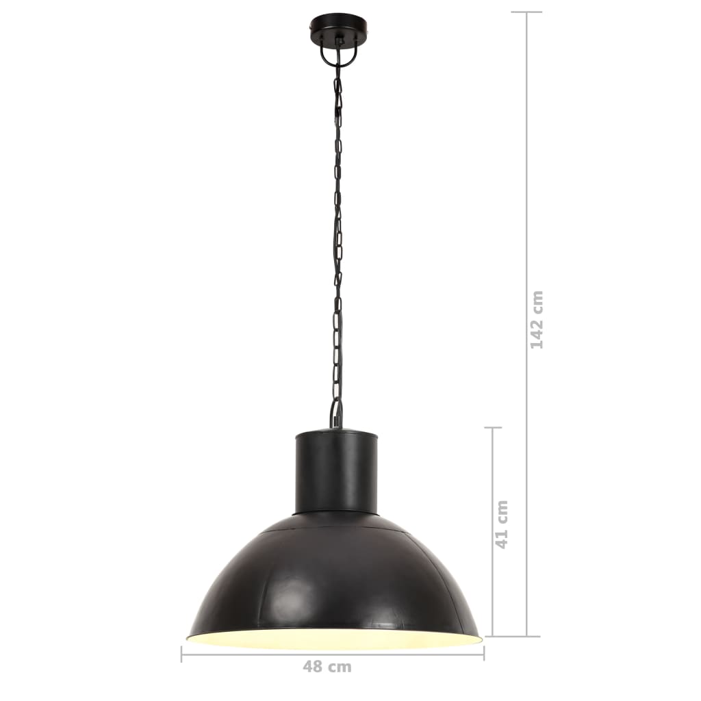 Lampada a Sospensione 25 W Nera Rotonda 48 cm E27 - homemem39
