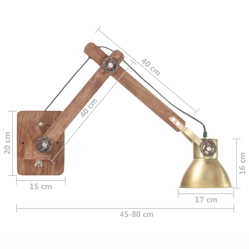 Lampada da Parete Stile Industriale Ottone Rotonda E27 - homemem39