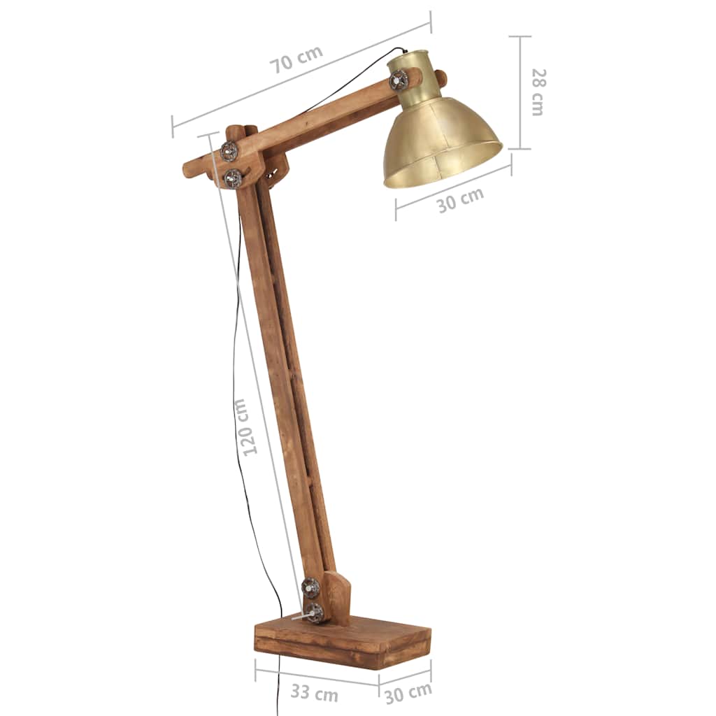 Lampada da Pavimento Ottone in Legno Massello di Mango E27 | homemem39