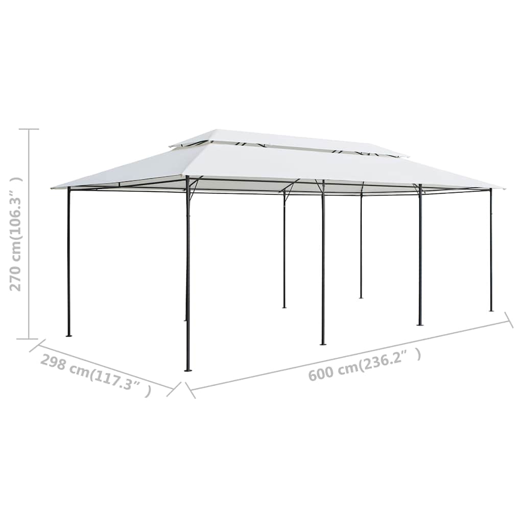 Gazebo con Tende 600x298x270 cm Bianco 180g/m²