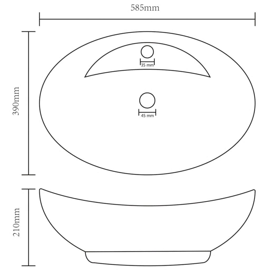 Lavabo con Troppopieno Ovale Blu Scuro Opaco 58,5x39cm Ceramica | homemem39