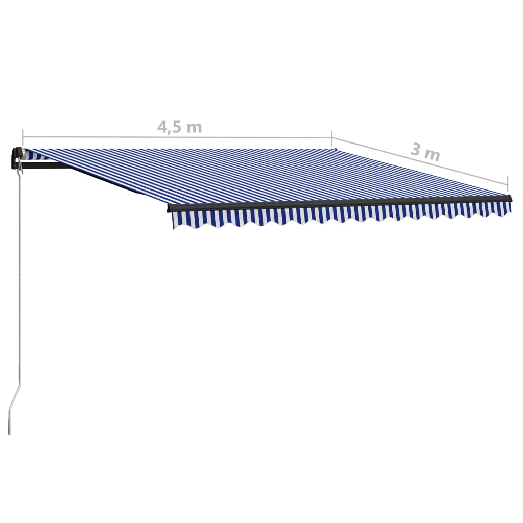 Tenda da Sole Retrattile Manuale 450x300 cm Blu e Bianca | homemem39