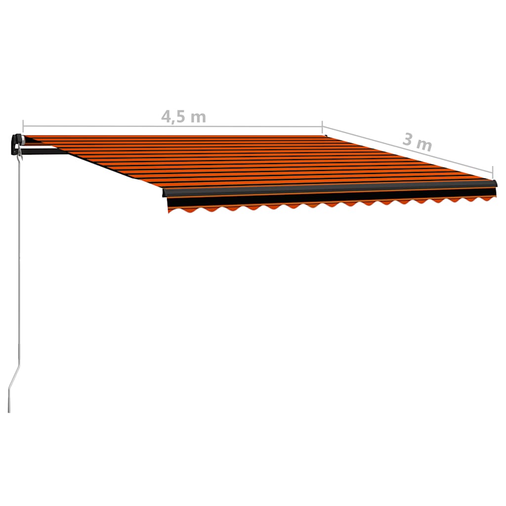Tenda da Sole Retrattile Manuale LED 450x300 cm Arancio Marrone | homemem39