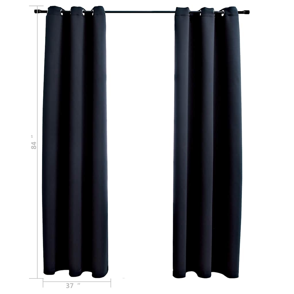 Tende oscuranti con anelli 2 pz Nero 97x213 cm Tessuto
