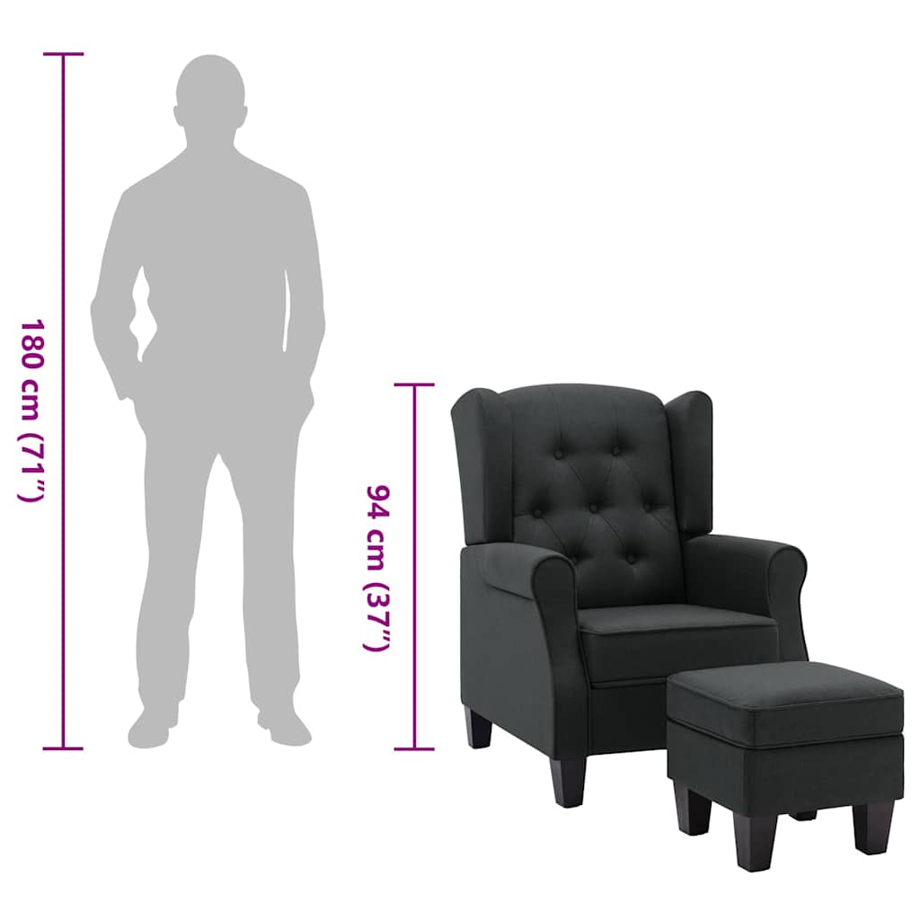 Poltrona con Poggiapiedi Grigio Scuro in Tessuto - homemem39