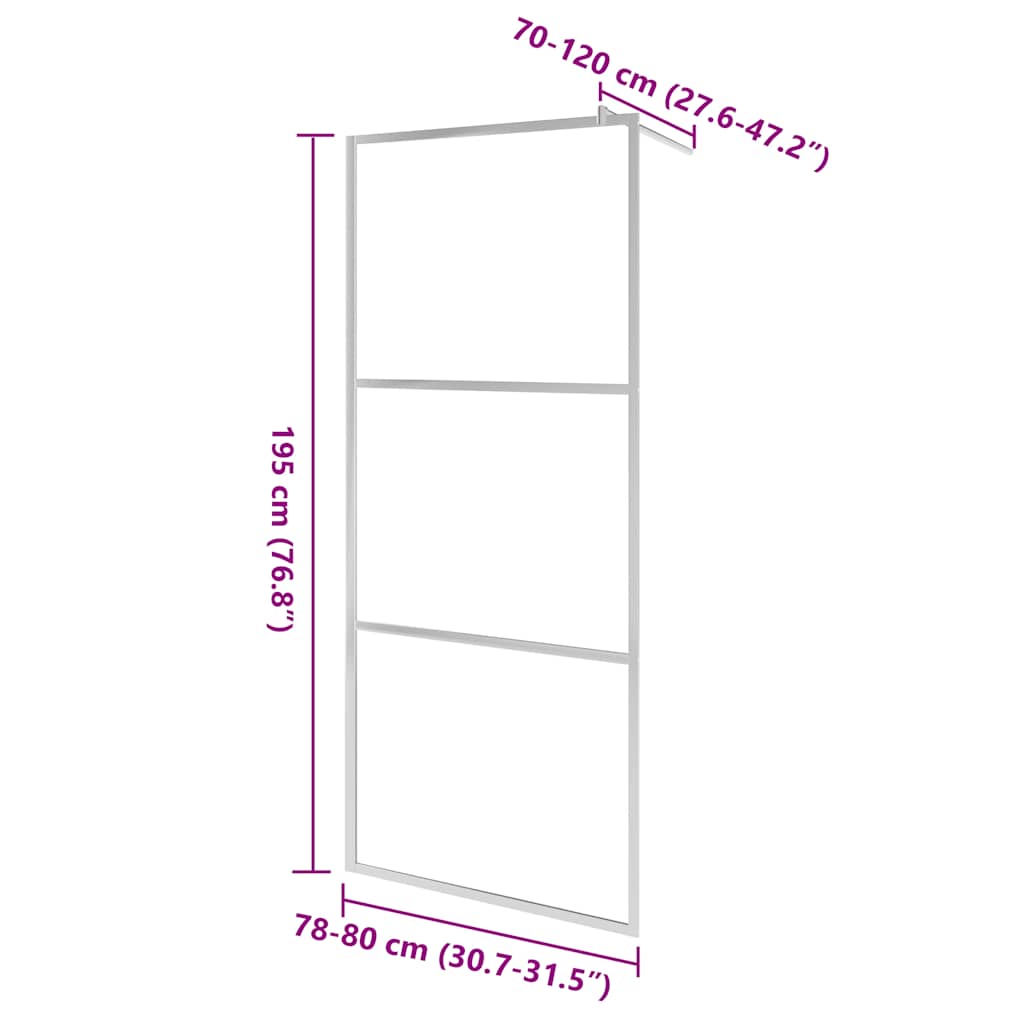 Parete per Doccia Walk-in in Vetro Trasparente ESG 80x195 cm