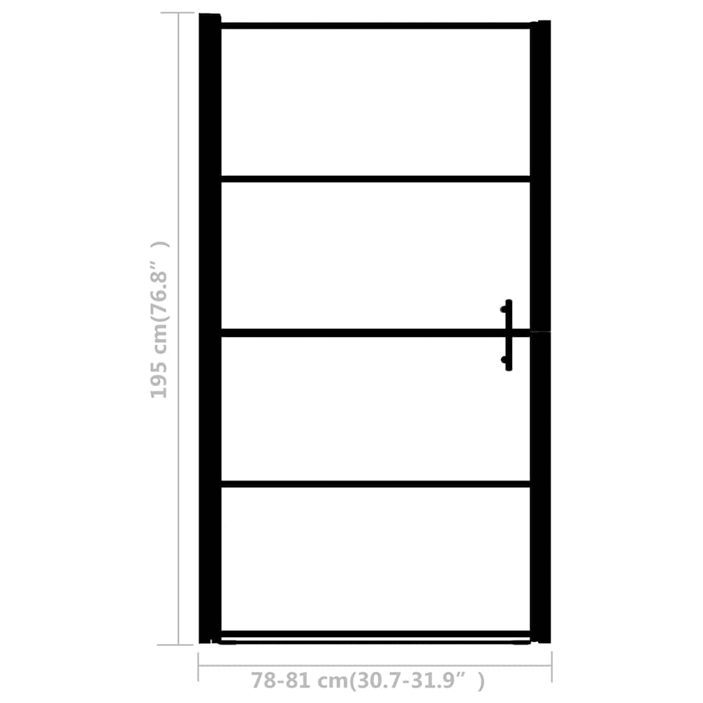 Porta per Doccia in Vetro Temperato Smerigliato 81x195 cm Nero | homemem39