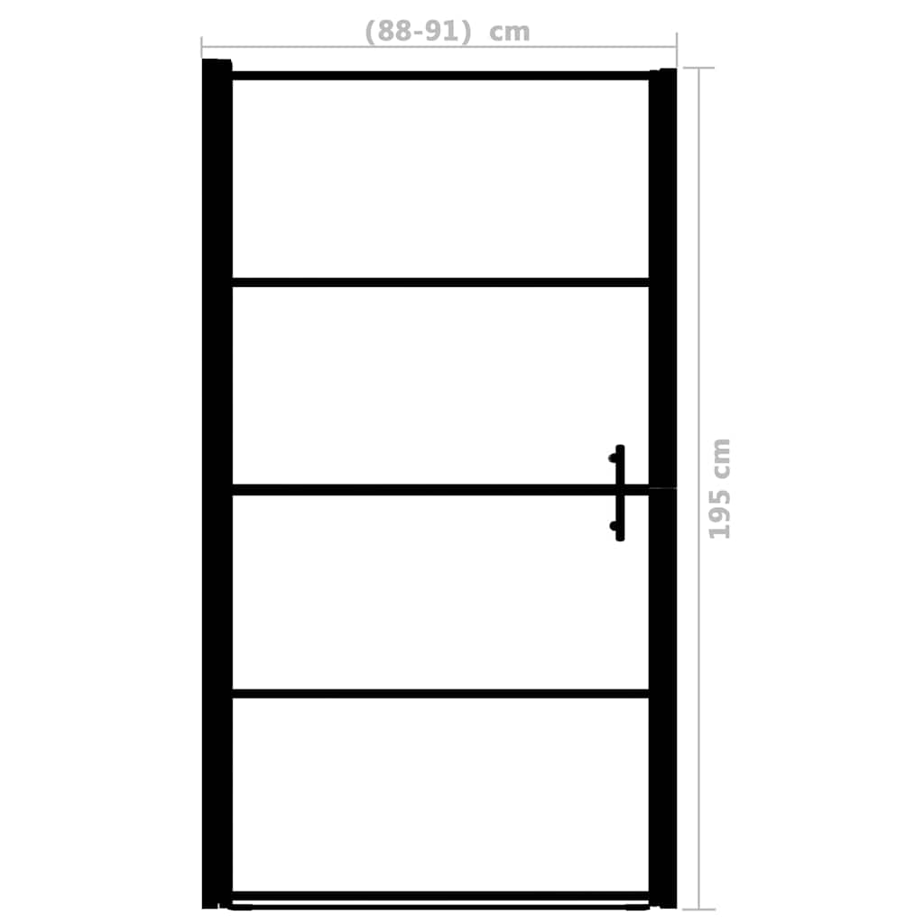 Porta per Doccia in Vetro Temperato Smerigliato 91x195 cm Nero | homemem39