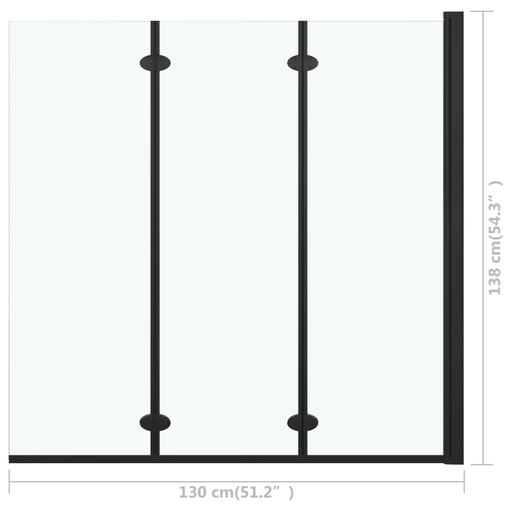 Box Doccia Pieghevole a Libro 3 Pannelli in ESG 130x138 cm Nero | homemem39