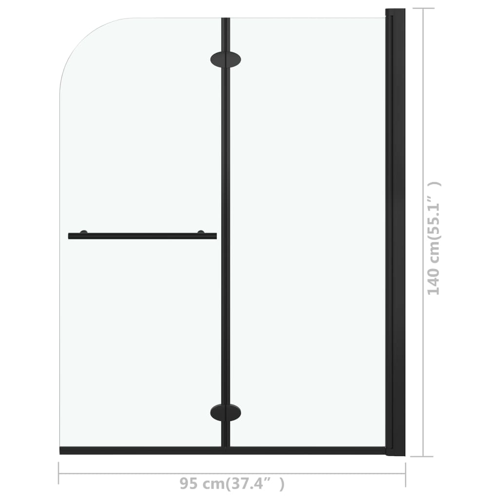 Box Doccia Pieghevole a Libro 2 Pannelli in ESG 95x140 cm Nero | homemem39