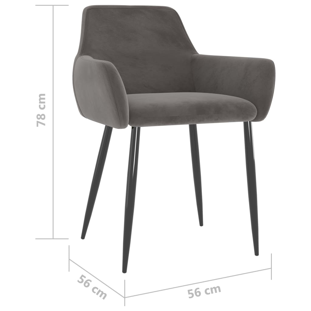 Sedie da Pranzo 2 pz Grigio Scuro in Velluto | homemem39