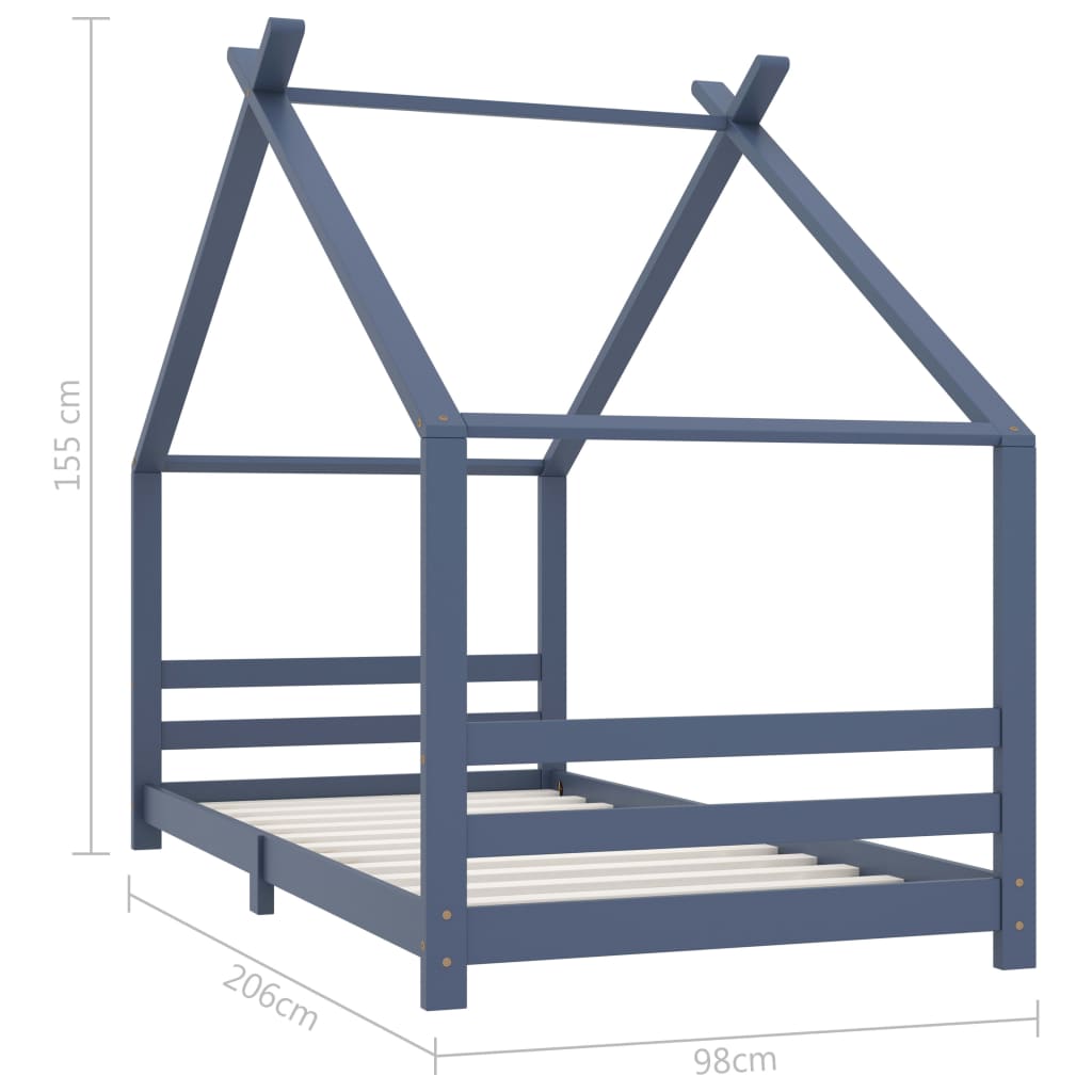 Giroletto per Bambini Grigio in Massello di Pino 90x200 cm | homemem39