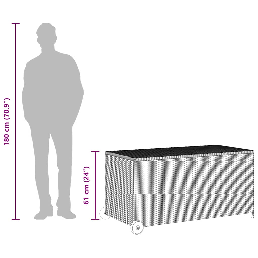 Contenitore da Giardino Nero 120x65x61 cm in Polyrattan - homemem39