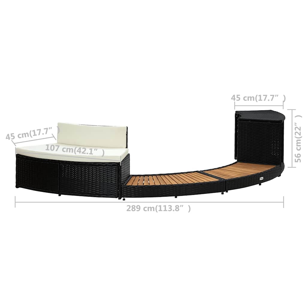 Bordo Spa Nero in Polyrattan e Legno d'Acacia | homemem39