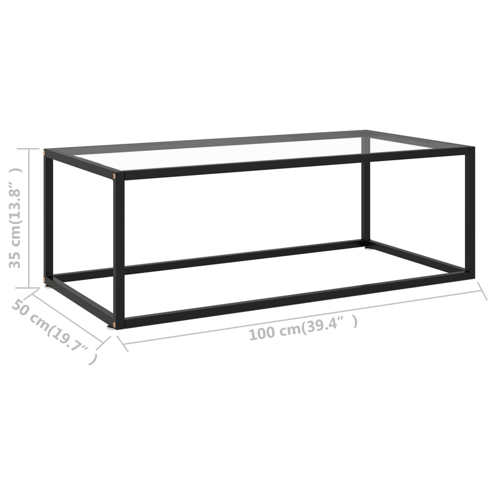 Tavolino da Salotto Nero con Vetro Temperato 100x50x35 cm | homemem39