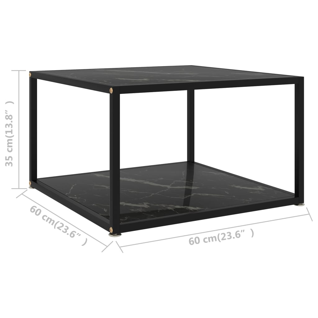 Tavolino da Salotto Nero 60x60x35 cm in Vetro Temperato | homemem39